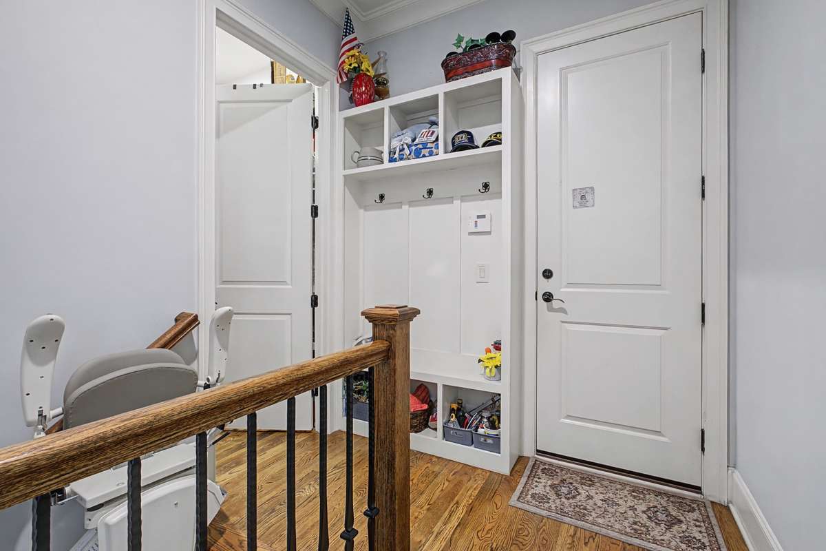 Built in drop zone inside garage entry