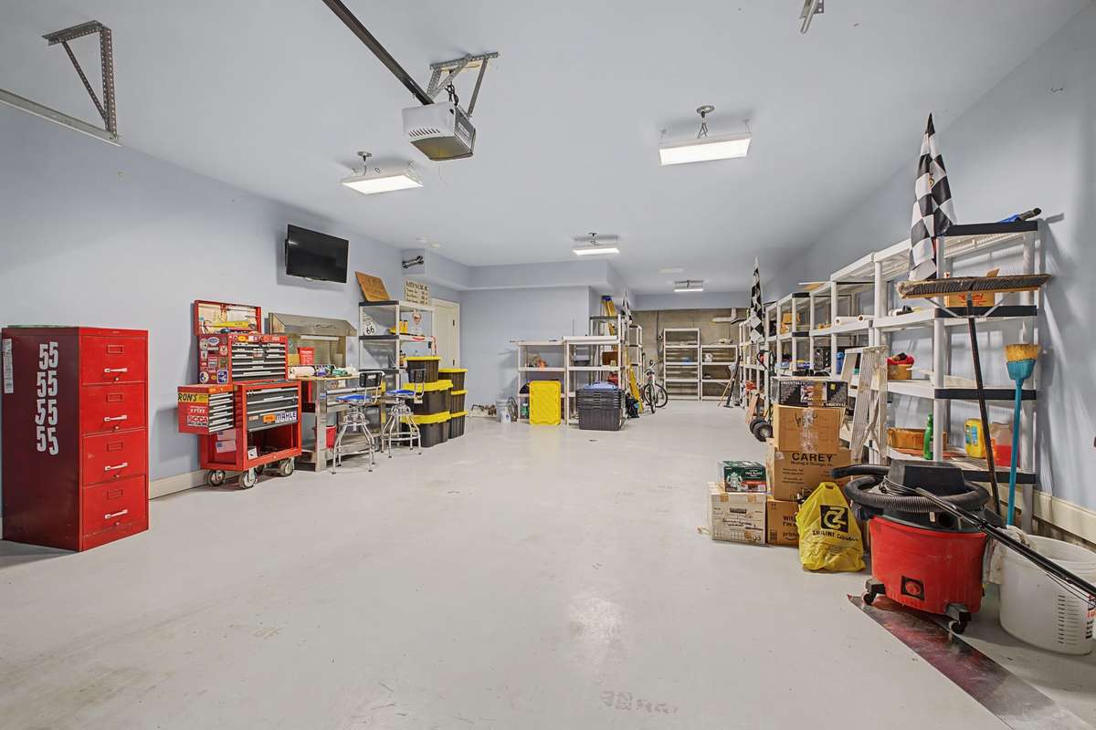 Oversized 2 car garage attached to basement level living space