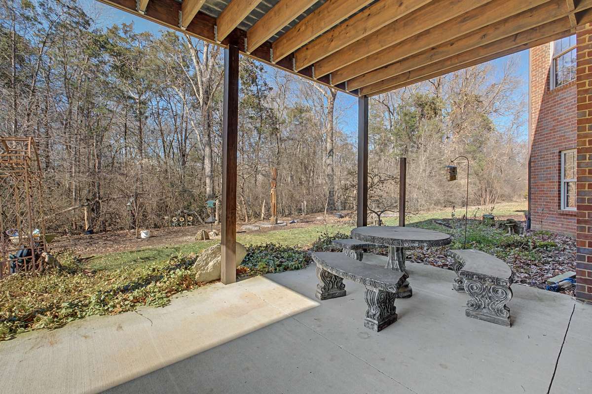 Large patio where birds and deer visit regularly