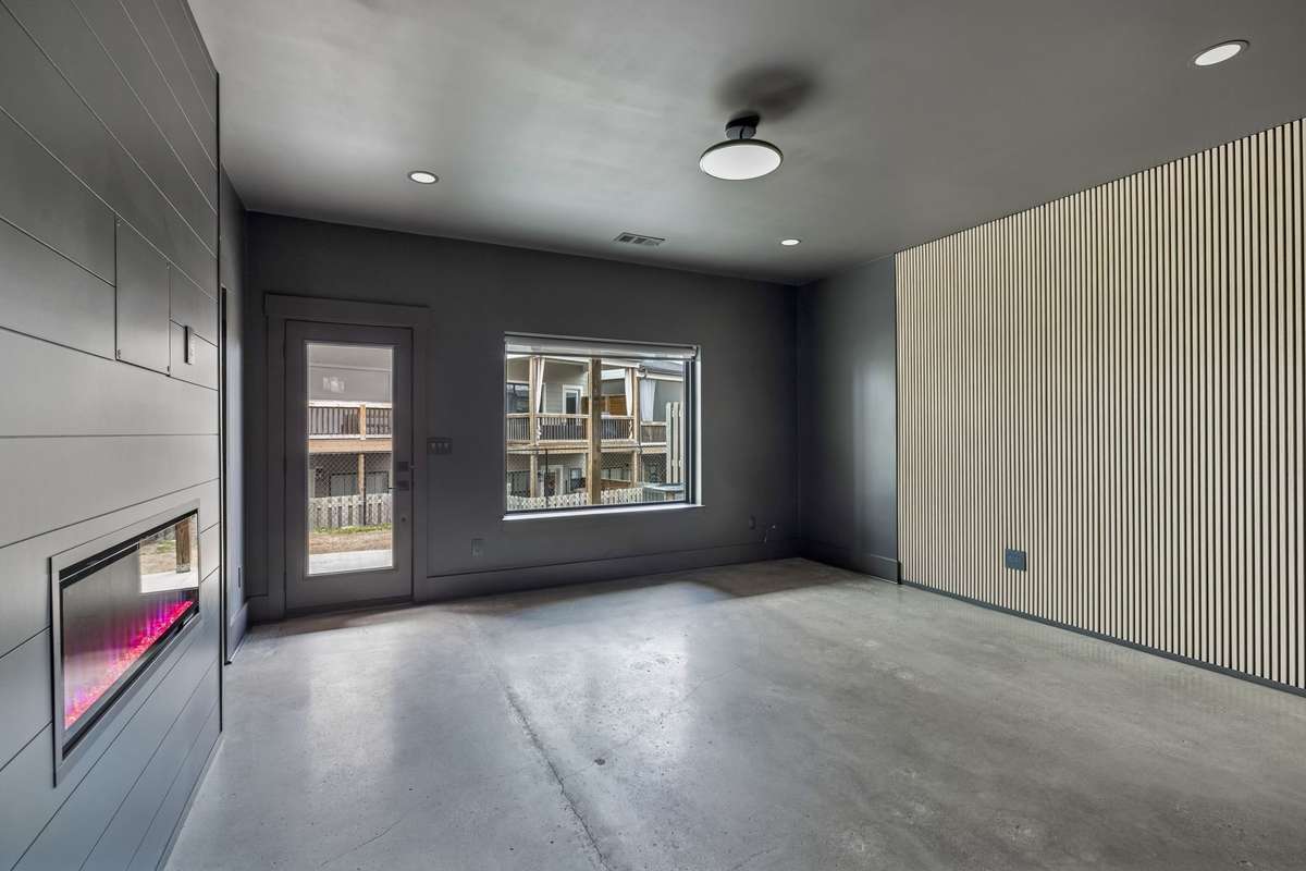 Flex Room on 1st Level with Electric Fireplace & Acoustic Soundproof Accent Wall