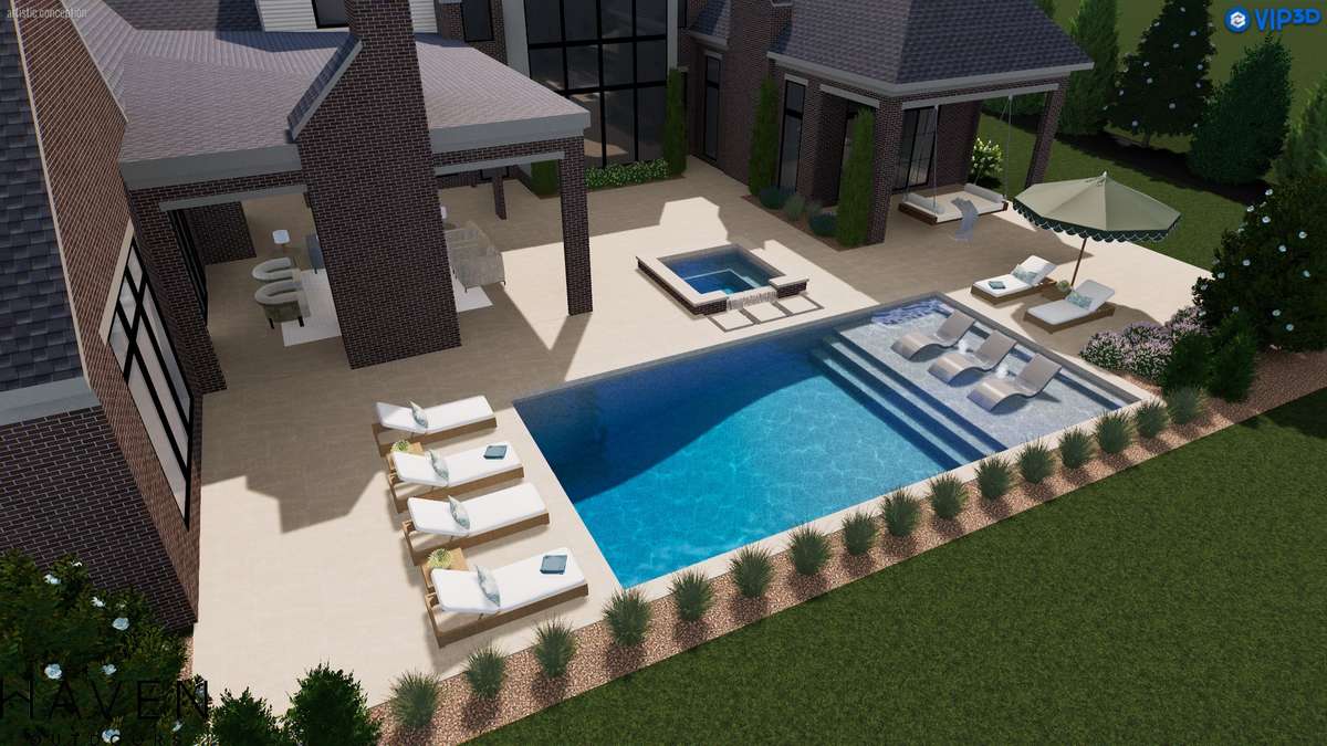 Spend warm afternoons by the resort-style pool, complete with a sun shelf, spa, and expansive patio for entertaining.