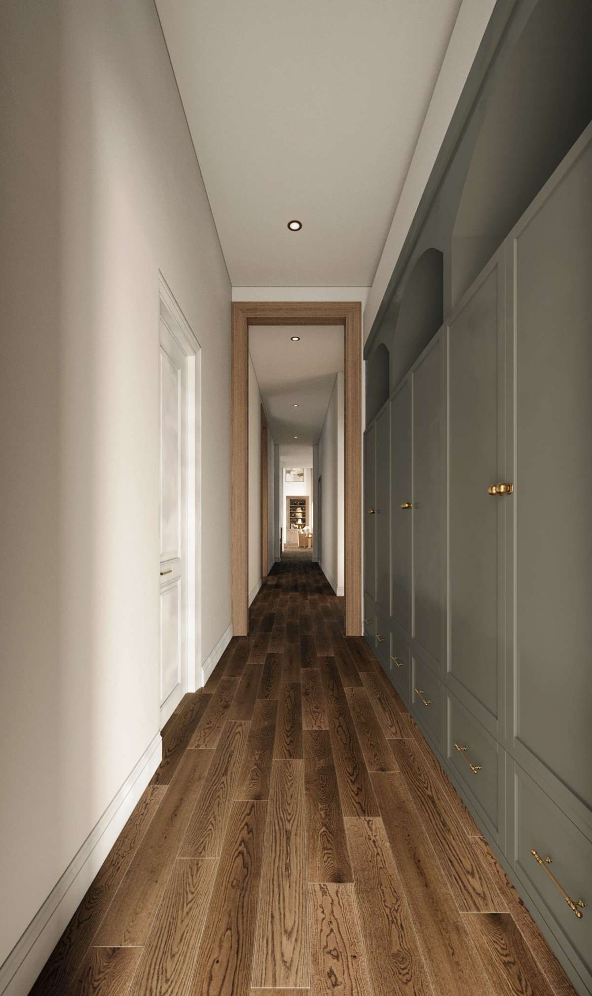 The side-entry mudroom features custom built-in cabinetry for an organized and functional transition space for everyday living.