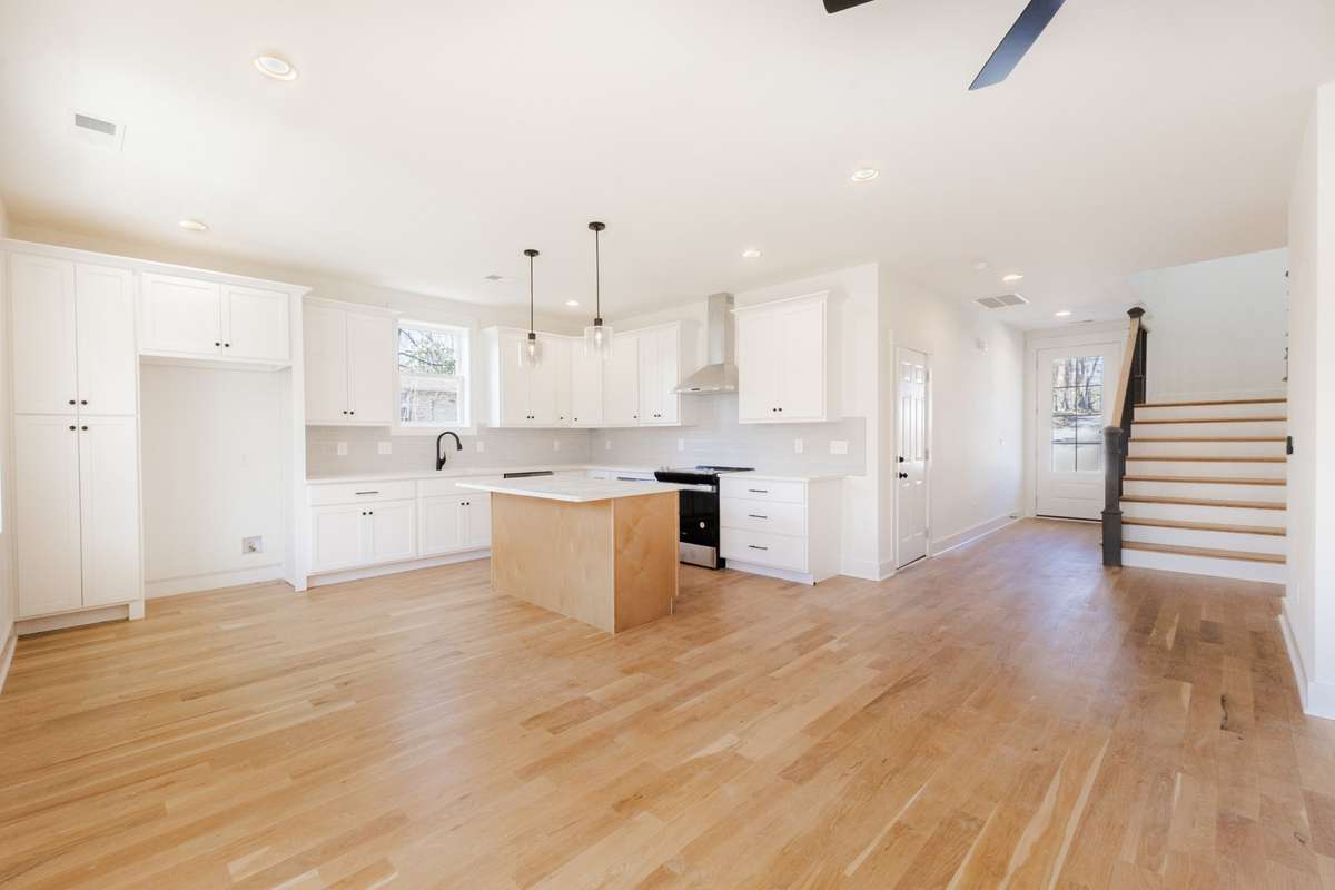 Modern kitchen with center island.