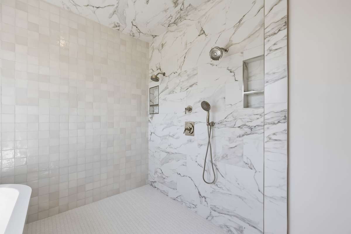 Designer wet room / Primary shower & bath.