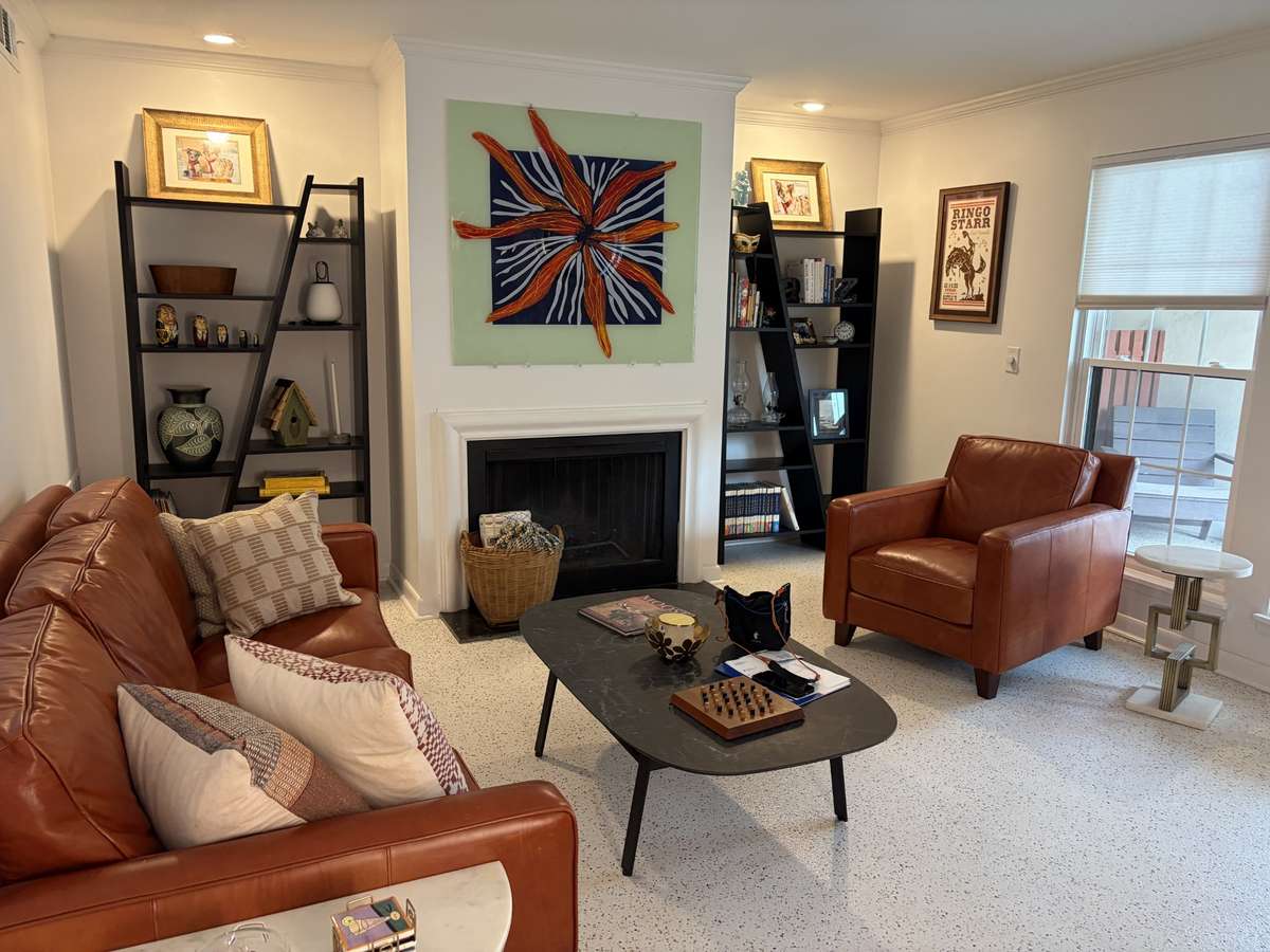 Very spacious den with fireplace!