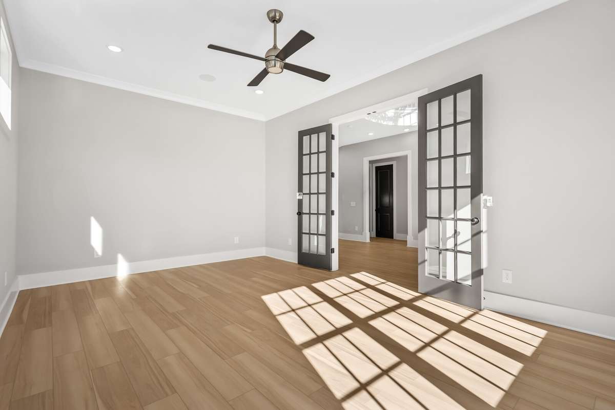 Large Flex room to the left of the front door with french doors