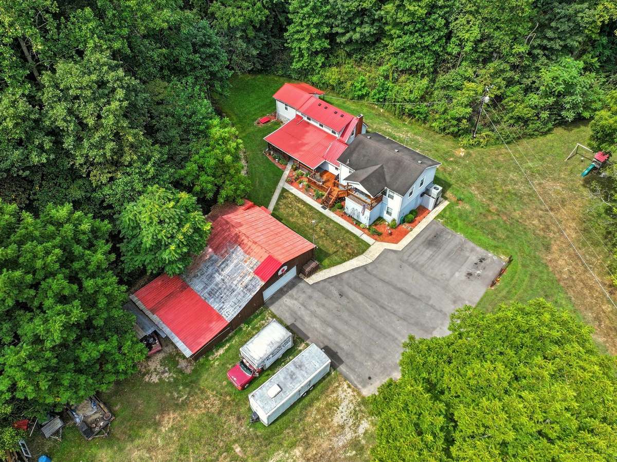 Aerial shot of layout around the home
