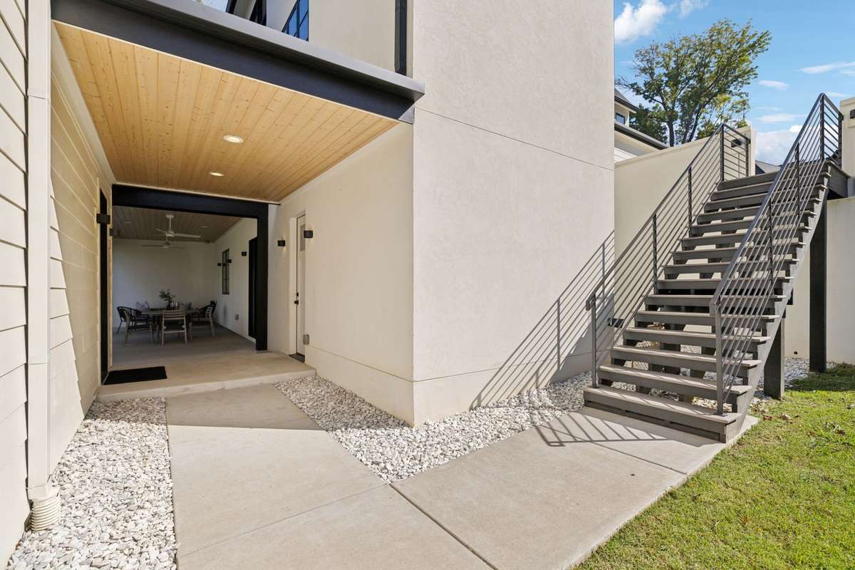 Stairs are located off of the studio and backyard that take you directly to the driveway, perfect for having guests to the studio without interfering with the comfort of your home.