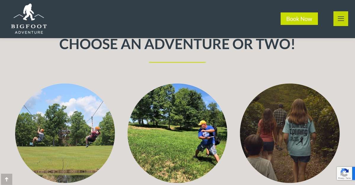 Bigfoot Adventure if minutes from the cabins in Pelham, TN.  Choose an adventure and dive right in!