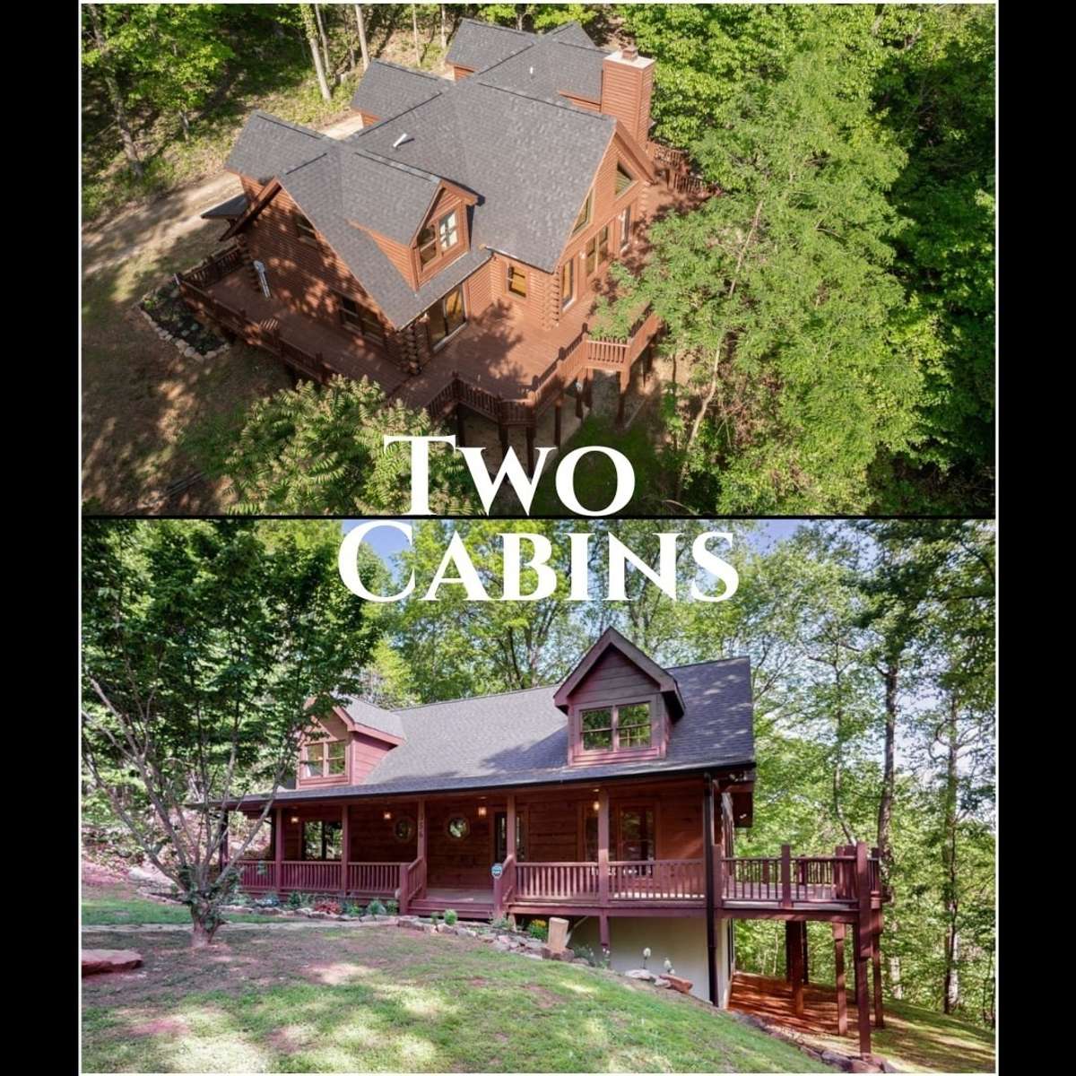 256 and 356 Vista Vue Trl are offered in the incredible package.  Two renovated cabins on 29.29 acres!  Enjoy vast, scenic views in a beautiful private setting away from it all.
