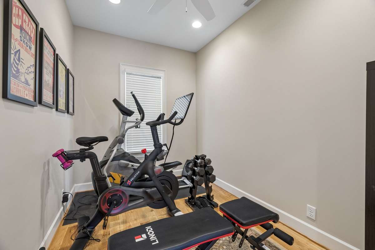 This space was originally an office, but the owners use it as a gym.