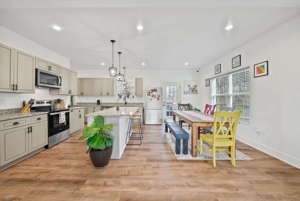 Beautiful kitchen area with lots of cabinet and counter space.