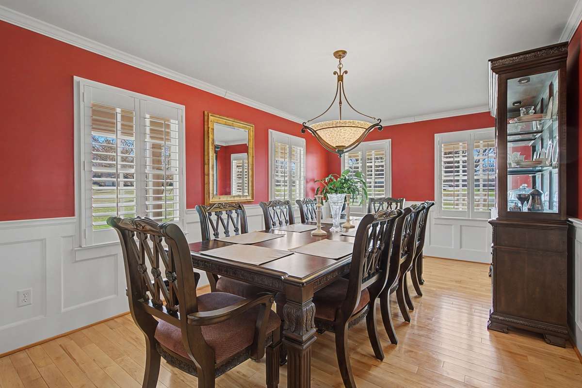 Formal dining room with plantation shutters
