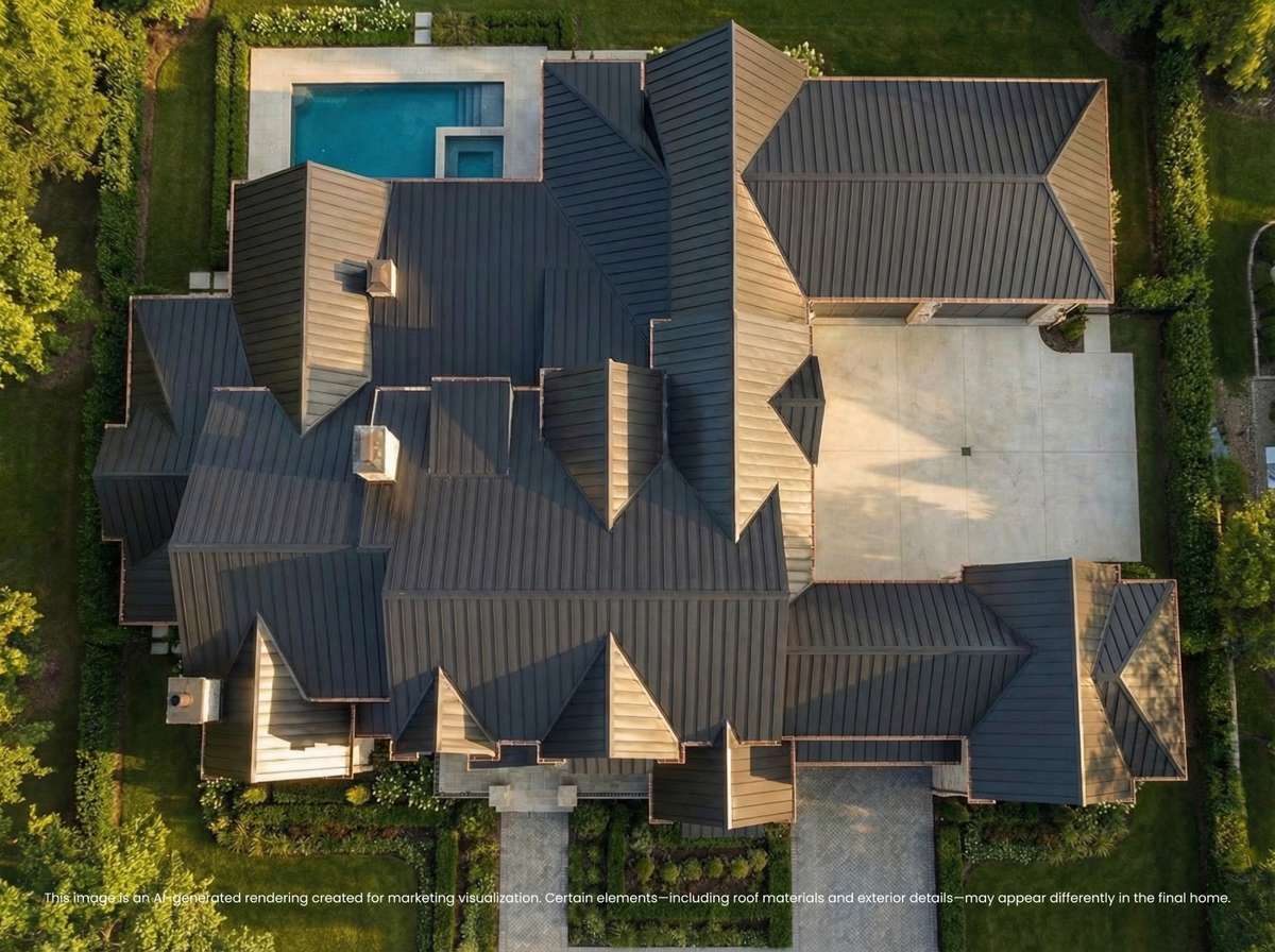 This image is an AI-generated rendering created for marketing visualization. Certain elements—including roof materials and exterior details—may appear differently in the final home.