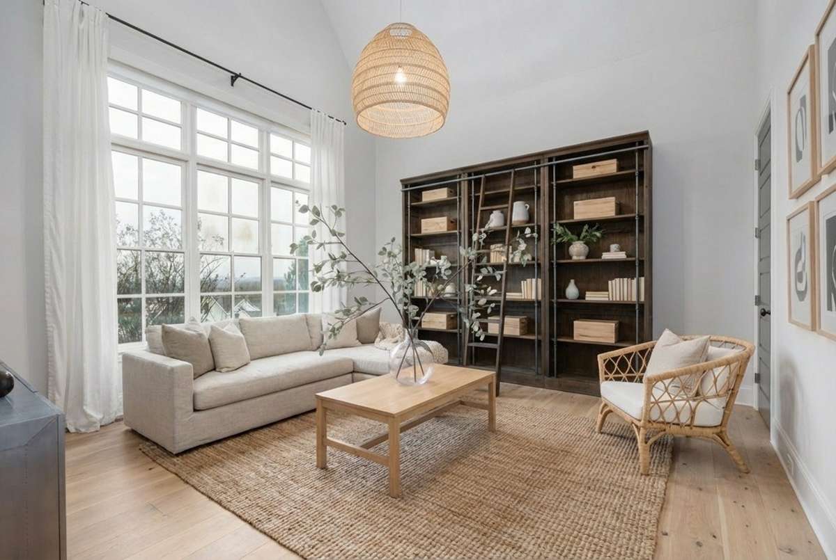 Virtual rendering to illustrate potential furniture placement and finishes.