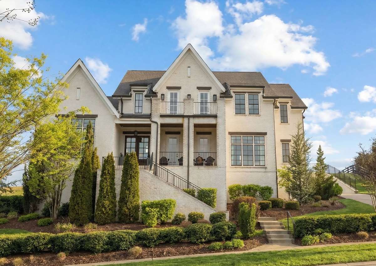 Real exterior paint color. Photo contains virtually added foliage.