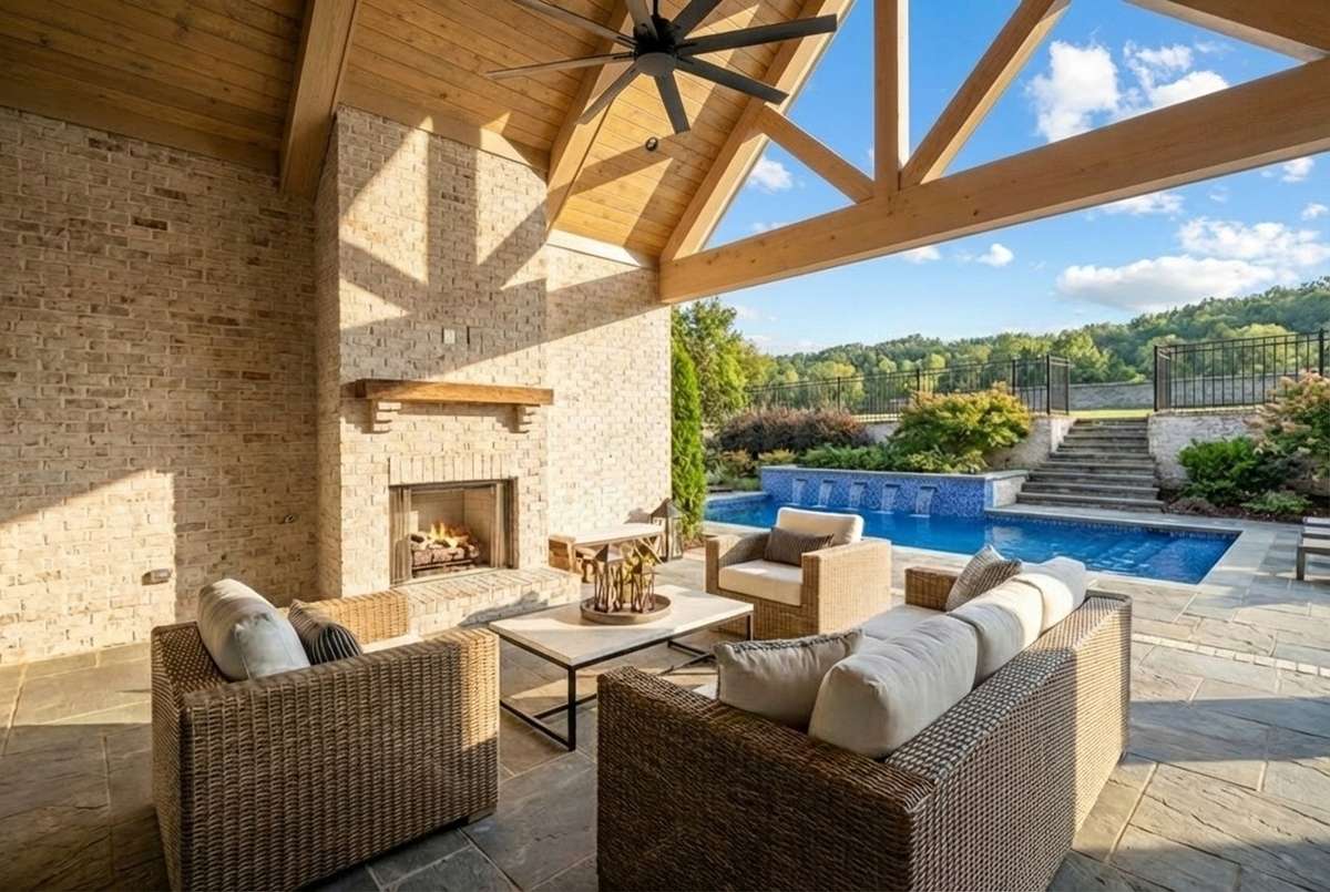 Virtual rendering to illustrate potential exterior finishes and pool