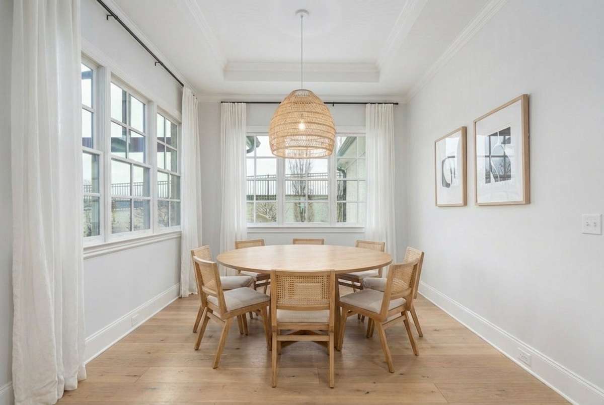 Virtual rendering to illustrate potential furniture placement and finishes.