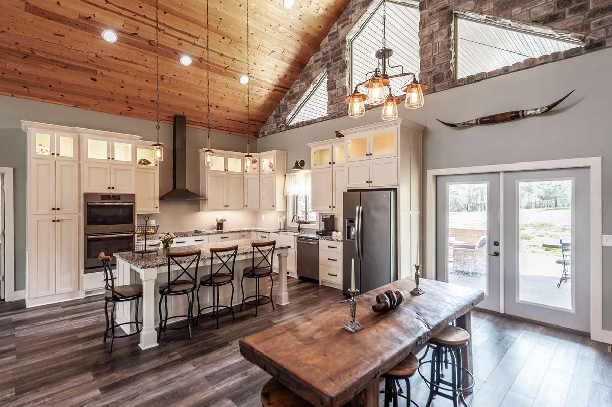 The stone and wood finishes bring the outdoors in....