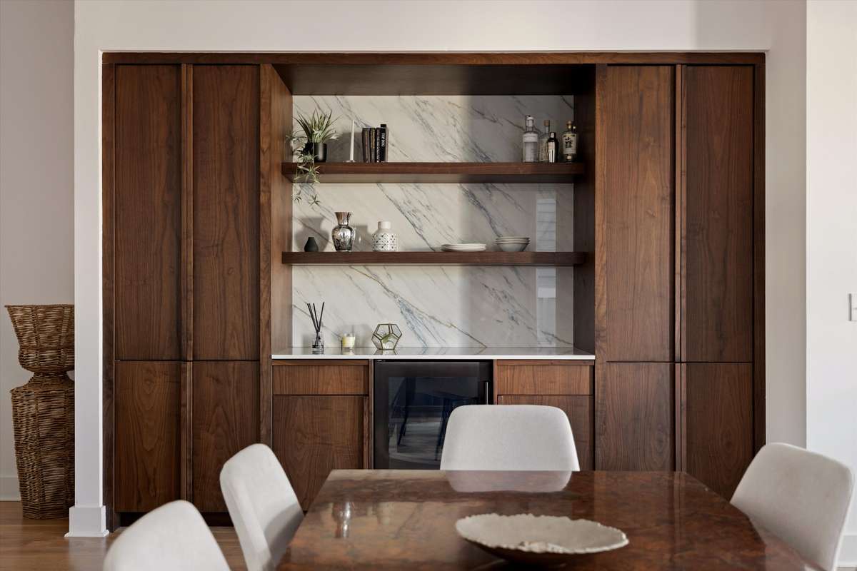 Custom walnut cabinets throughout home
