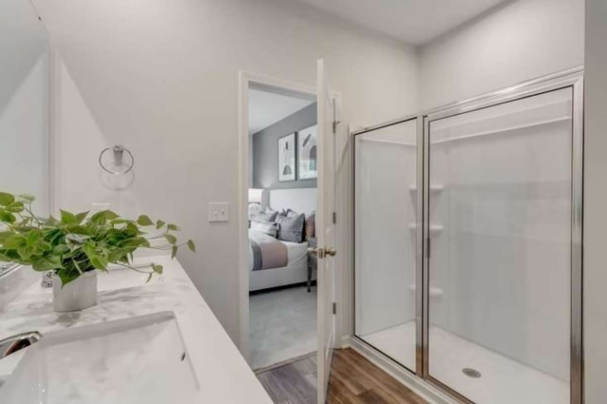 Staged Model. Actual Shower Wall Tile 12x24.