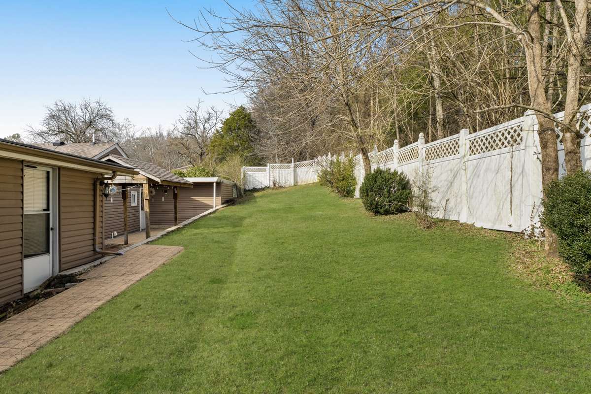 Partially fenced back yard for added privacy.
