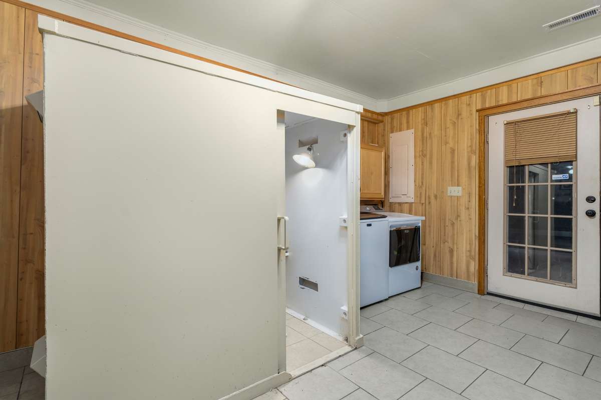 Walk-in storm shelter.