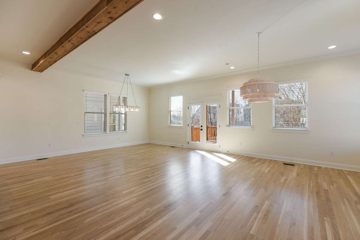 Beams highlight open floor plan