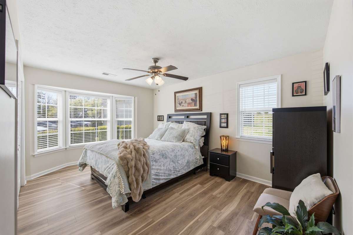 Second bedroom with a bay window.  This bedroom currently has a Queen size bed but could easily accommodate a King bed.