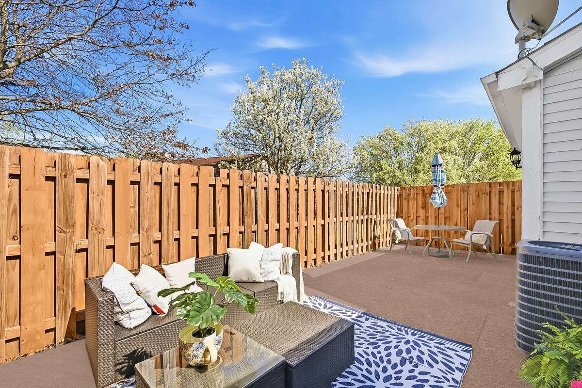 Secluded outdoor back Patio has plenty of space for grilling, morning coffee and mediation, and evening chilling with friends. So many options for enjoying this private outdoor oasis.