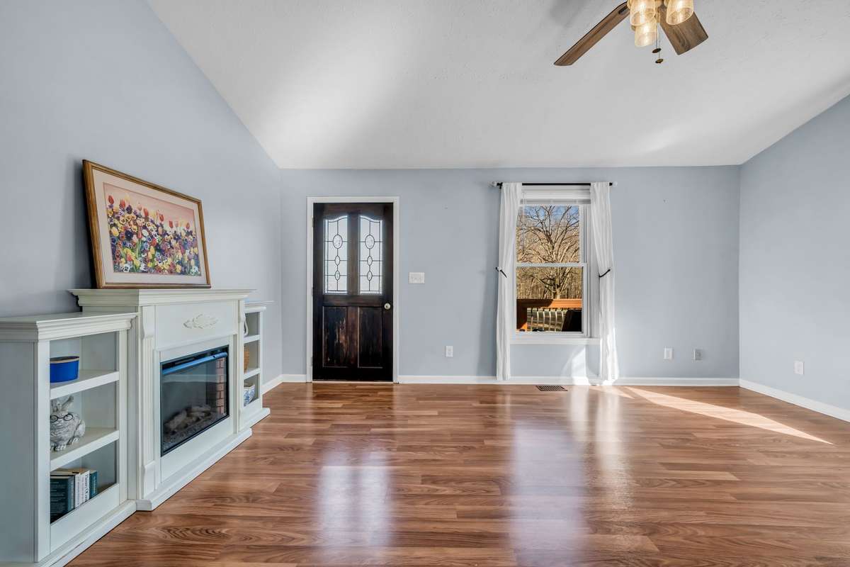 Living room with updated paint and flooring