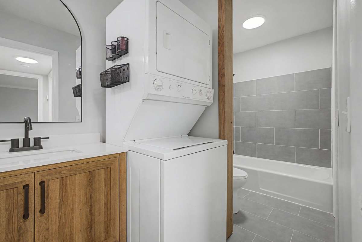 Bathroom has two entries from both the bedroom and the hallway, making it perfect for guest use.