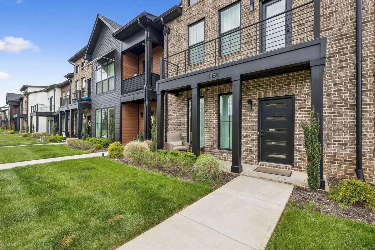 Contemporary Brick Exterior on the front.