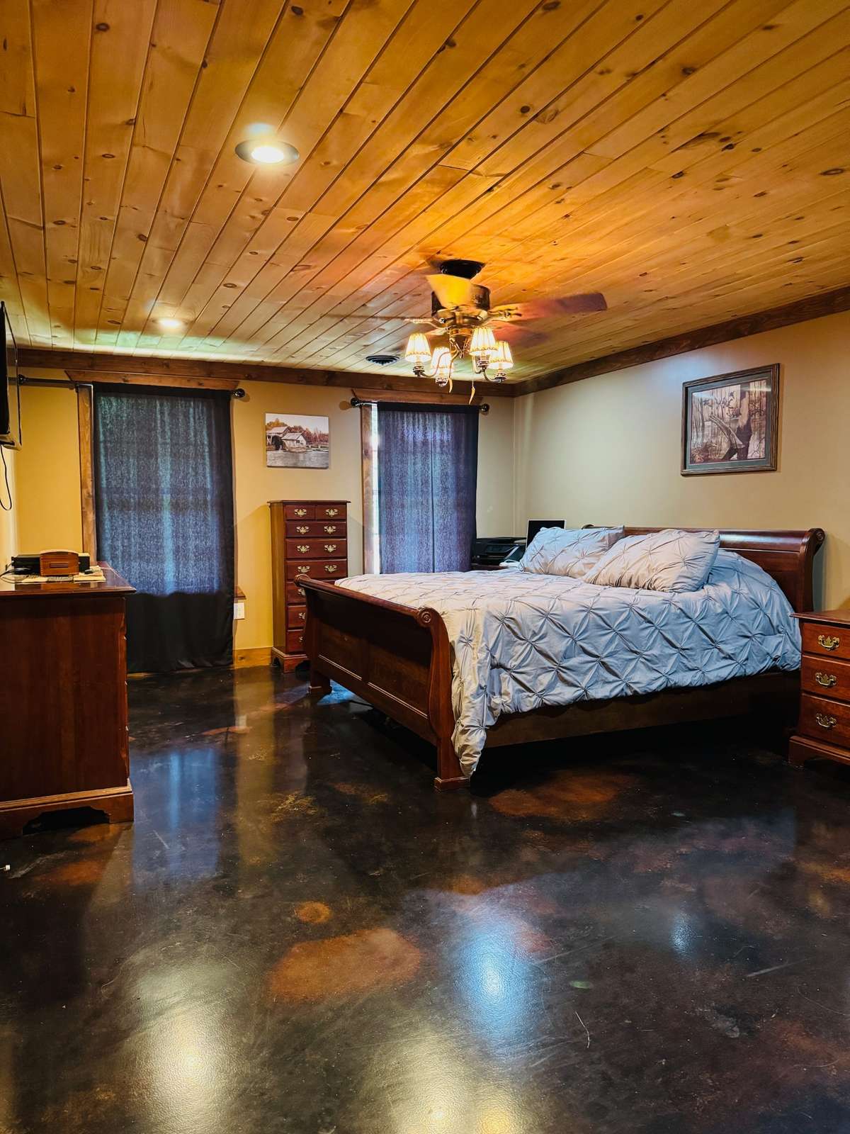Bedroom 2 is very large, has a very deep walk in closet with built in shelves, and its own full bath.