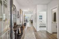 As you enter the front door, there is a small foyer.