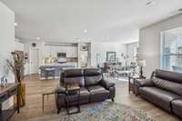 Looking into the kitchen and dining room