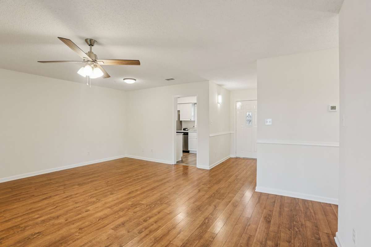 The far corner is a great spot for the dining table.