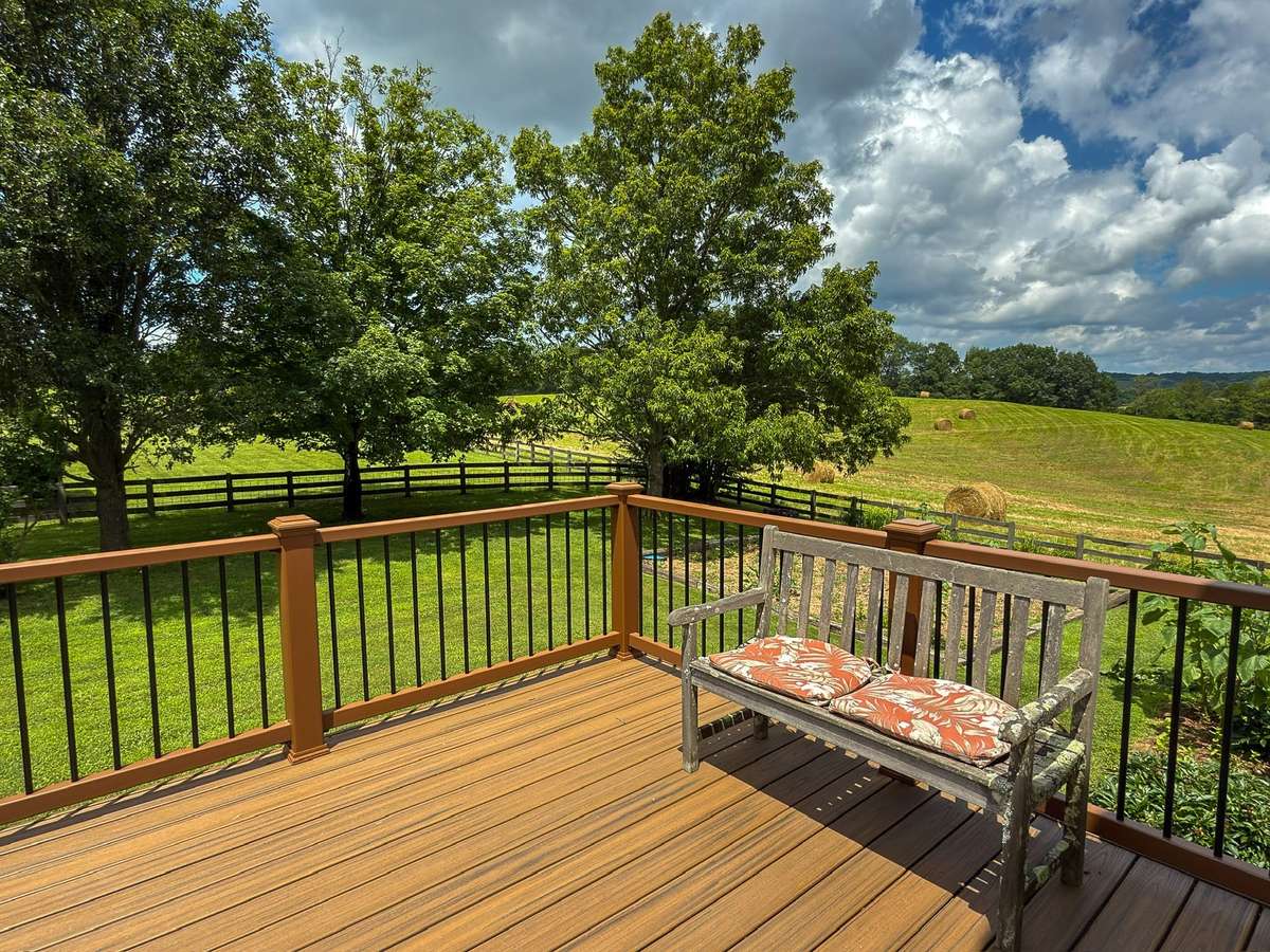 The private upper deck of the detached guest apartment...overlooking the magnificent expanse of the 30+ acres...