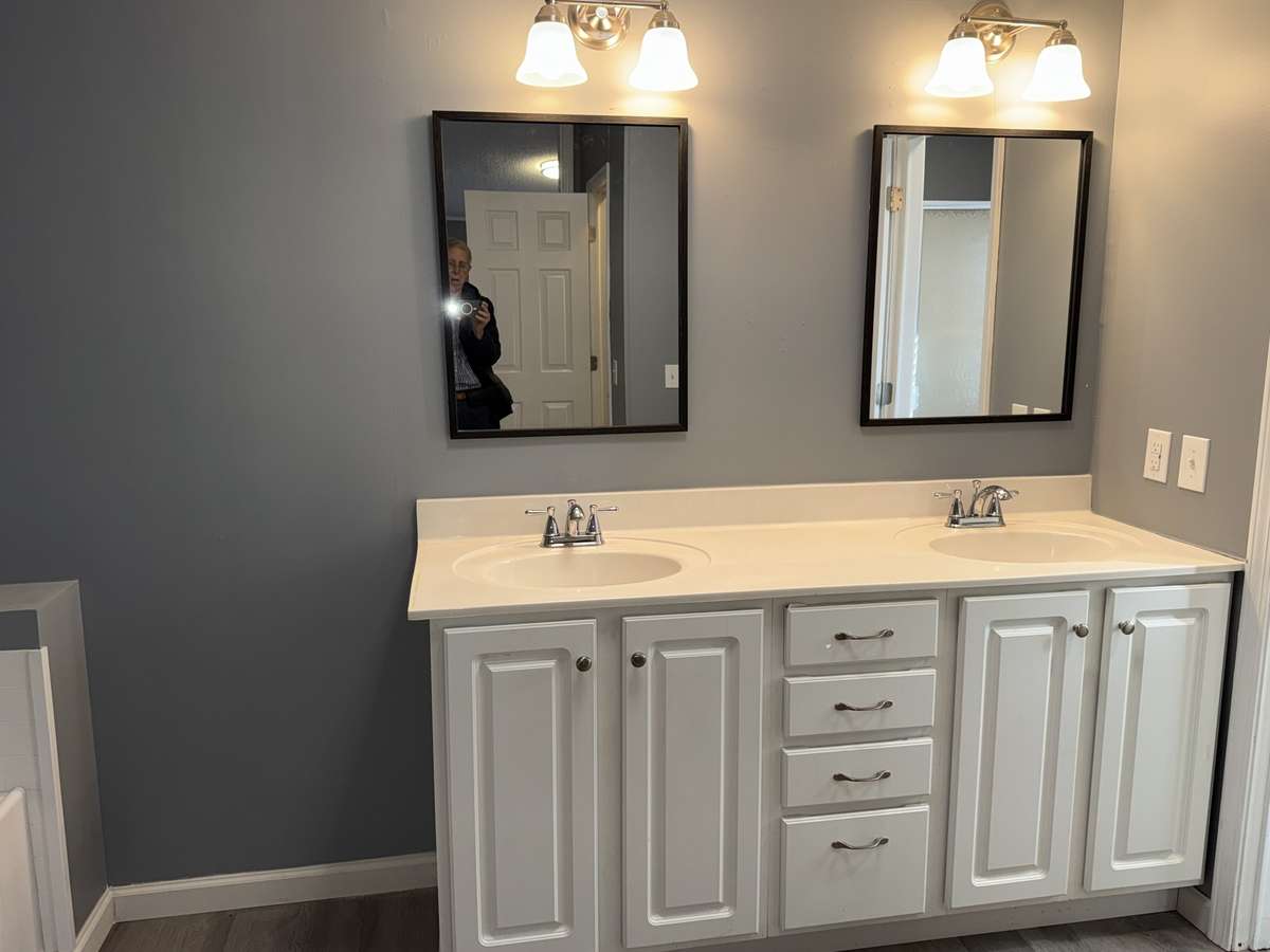 Double vanity - new mirrors and light fixtures