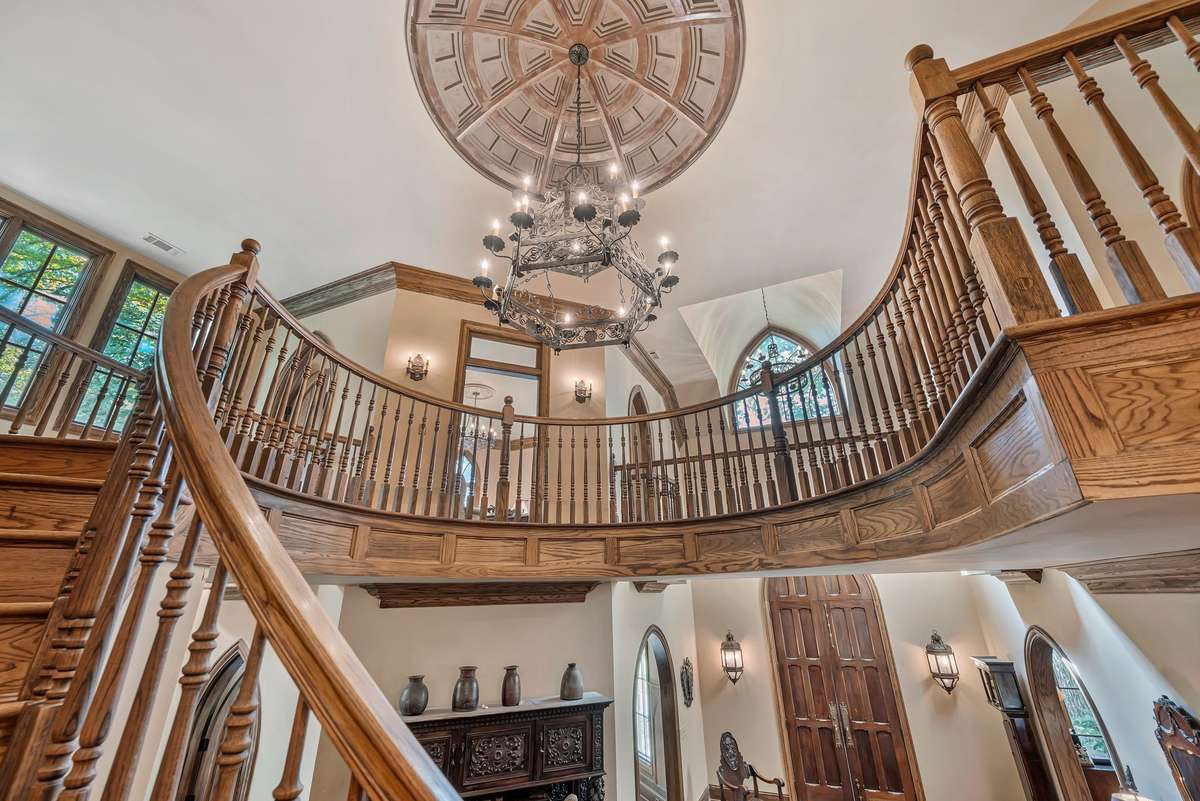 Grand staircase in entryway.