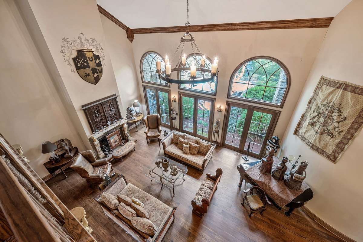View from hallway upstairs overlooking the Great room