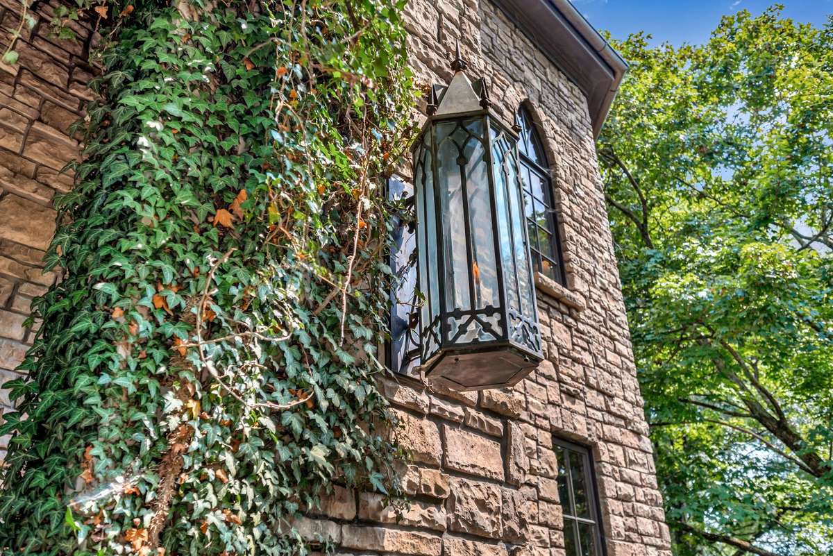 This gives a  a Repunzel fairytale feel as the turret incases a hexagon shaped aged stone dining room with a gorgeous fireplace