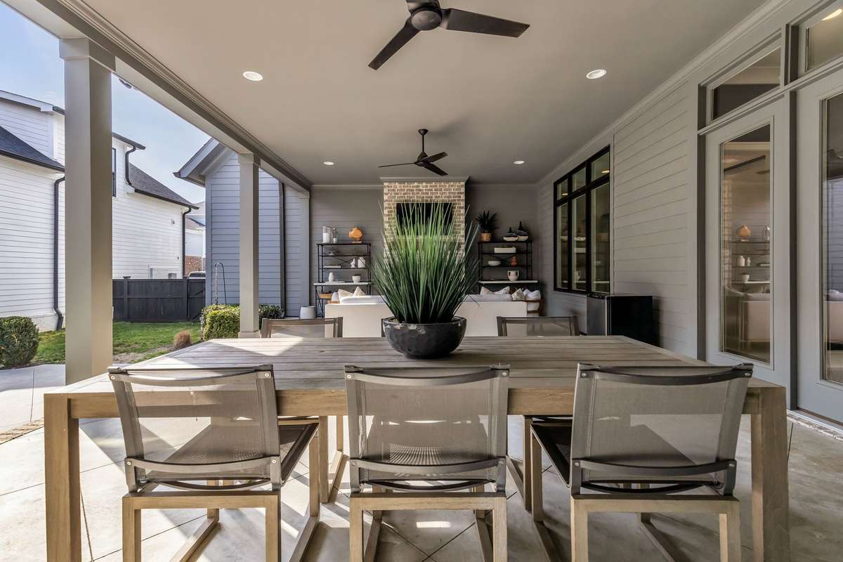 Gas Fireplace, tv area and room for grill. need shade or sun- this has got it all!