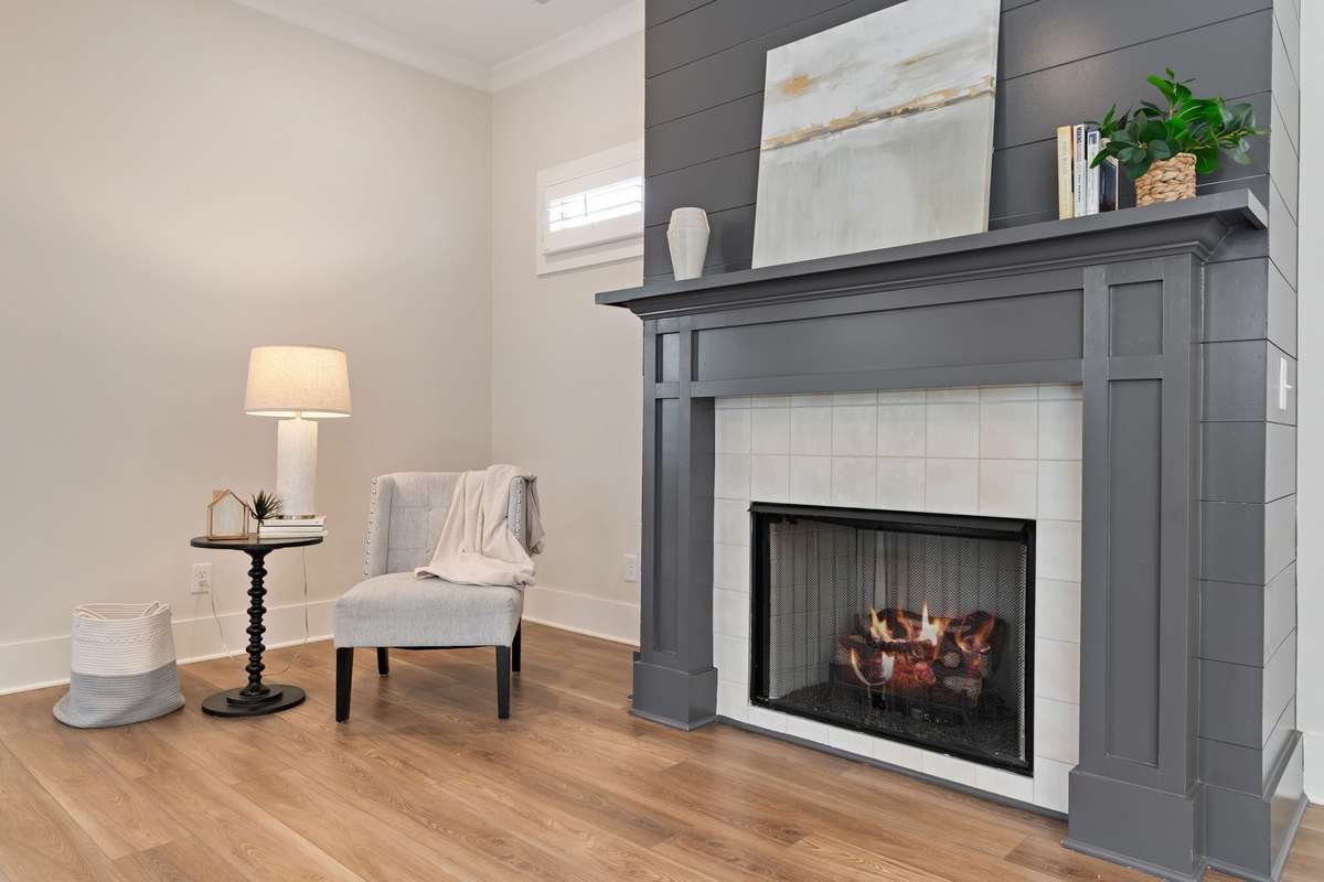 Beautifully designed fireplace mantel.