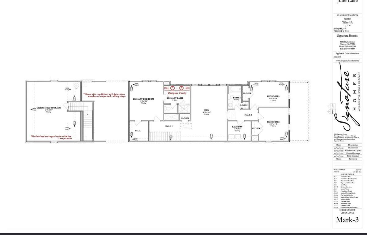 Floor plan rendering:  Second floor.