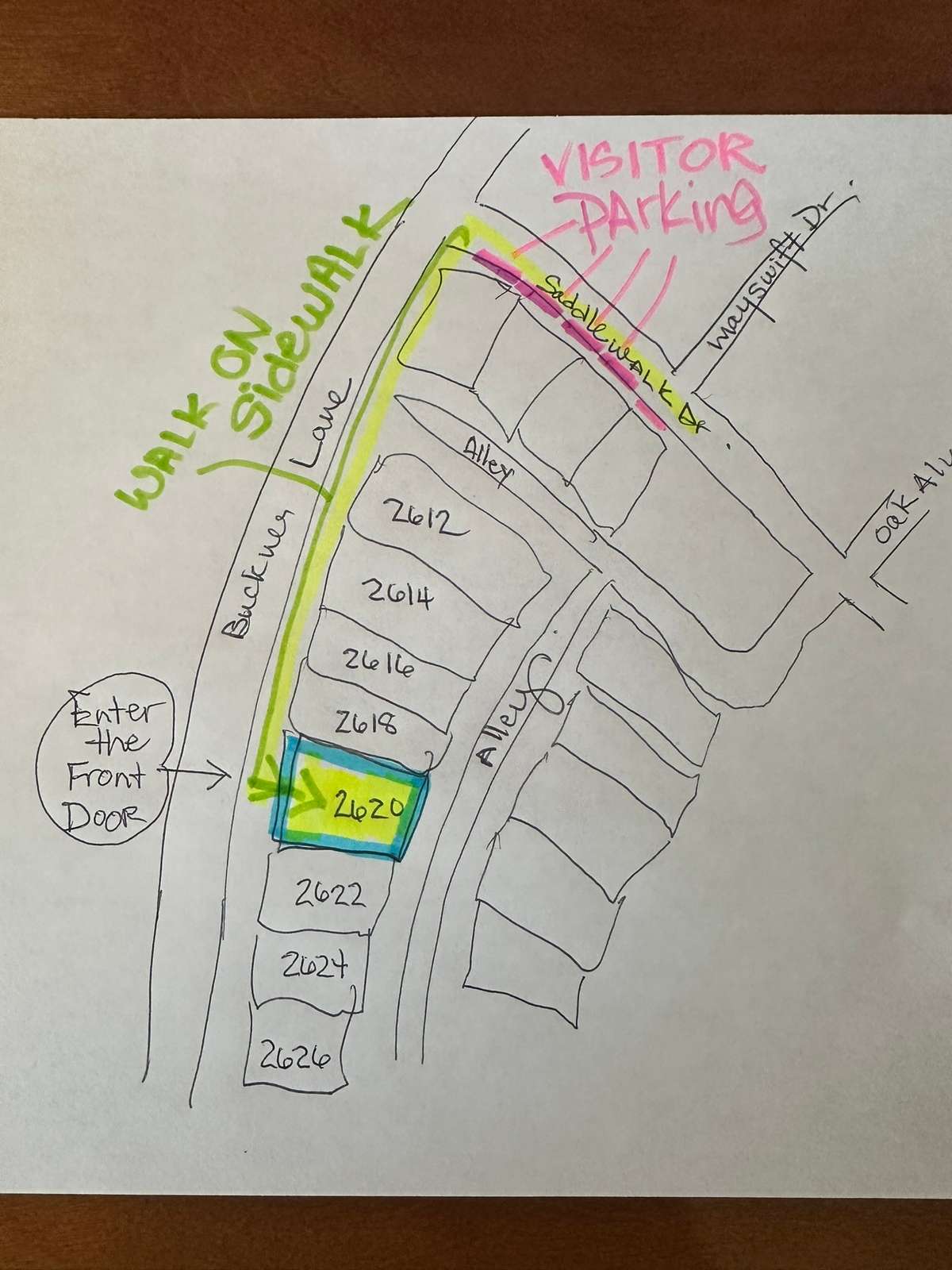 Parking instructions: Please park in visitor parking on Saddlewalk Dr. and then walk down the front sidewalk along Buckner Lane to 2620 and enter at the front door. Sentrilock will be at the front door.
