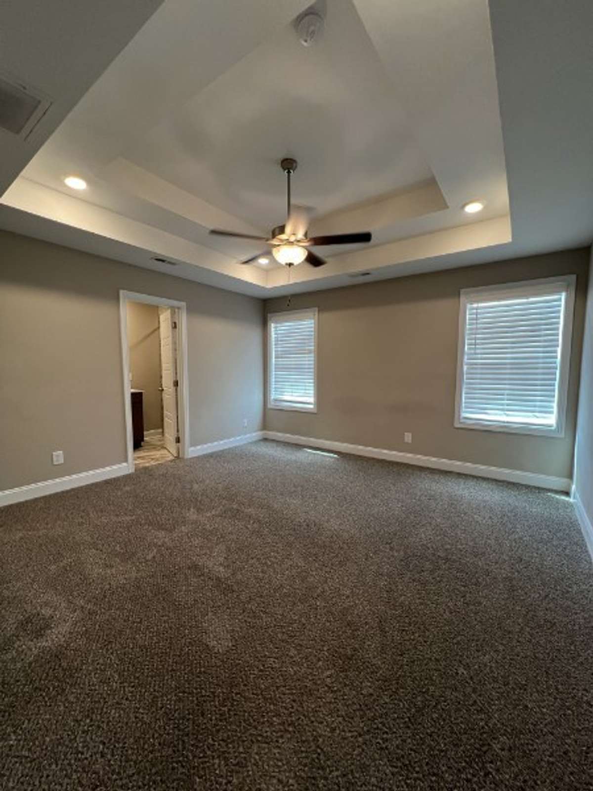 Lovely double trey ceiling & double windows in this exquisite primary suite!