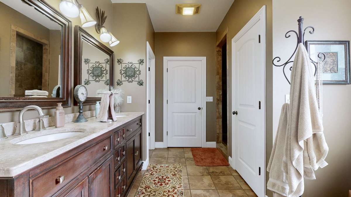 Large primary bath with seperate tub and shower.