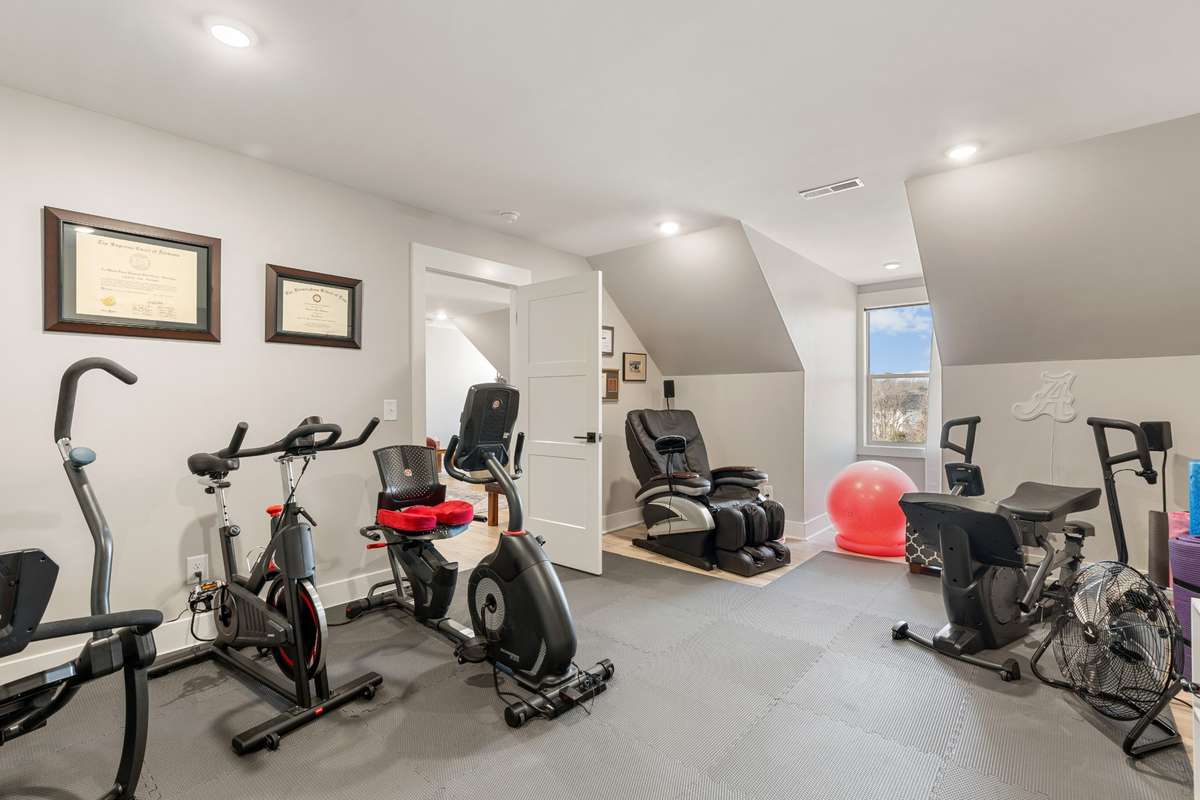 Second bonus room being used as a home gym.