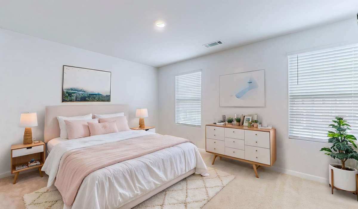 Secondary Bedroom Located upstairs next to a full bathroom- virtually staged